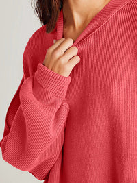 Thumbnail for Double Take Side Slit Round Neck Long Sleeve Sweater