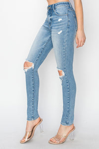 Thumbnail for Risen Full Size High Rise Knee Distressed Skinny Jeans