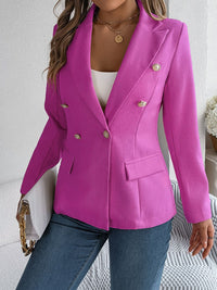 Thumbnail for Decorative Pocket Flap Lapel Collar Long Sleeve Blazer