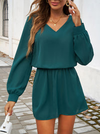 Thumbnail for Devine Cutout V-Neck Long Sleeve Mini Dress