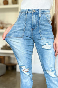 Thumbnail for Judy Blue Full Size Distressed Straight Jeans with Patch Pockets