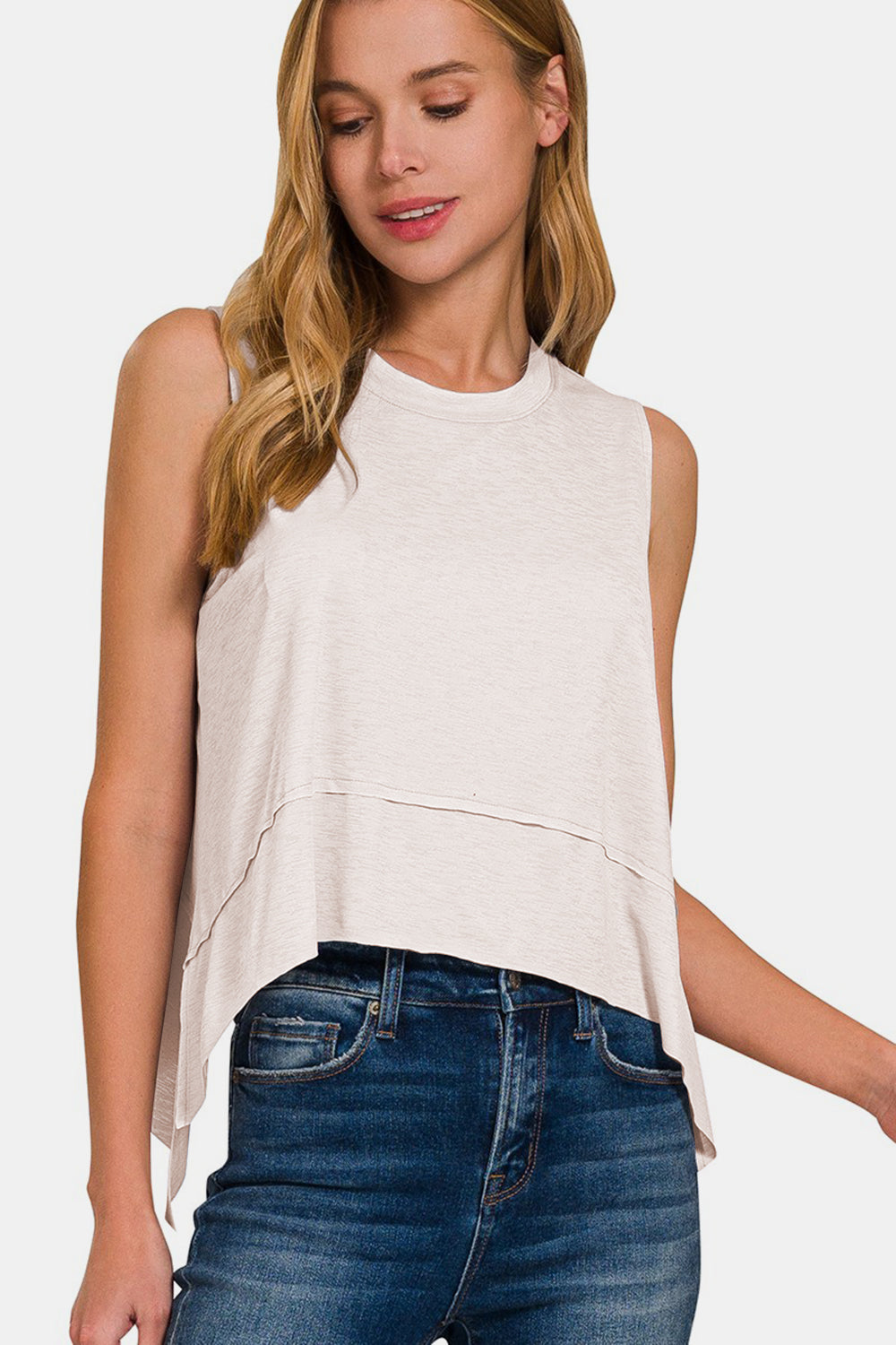 Slit High Sleeveless Tank