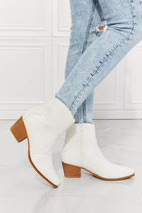 Thumbnail for MMShoes Watertower Town Faux Leather Western Ankle Boots in White