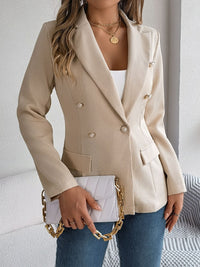 Thumbnail for Decorative Pocket Flap Lapel Collar Long Sleeve Blazer