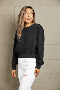 Thumbnail for Double Take Round Neck Open Back Sweatshirt