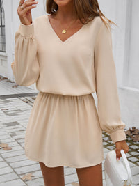 Thumbnail for Devine Cutout V-Neck Long Sleeve Mini Dress