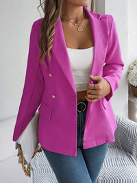 Thumbnail for Decorative Pocket Flap Lapel Collar Long Sleeve Blazer