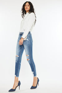 Thumbnail for Kancan High Rise Frayed Ankle Skinny Jeans