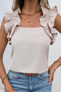 Thumbnail for Ruffled Square Neck Tank