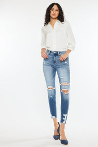 Thumbnail for Kancan High Rise Frayed Ankle Skinny Jeans