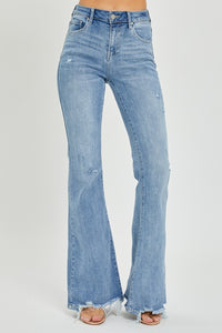 Thumbnail for Risen Full Size High Rise Frayed Hem Flare Jeans