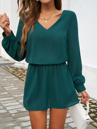 Thumbnail for Devine Cutout V-Neck Long Sleeve Mini Dress