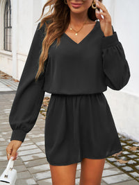 Thumbnail for Devine Cutout V-Neck Long Sleeve Mini Dress