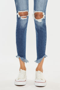 Thumbnail for Kancan High Waist Distressed Raw Hem Ankle Skinny Jeans