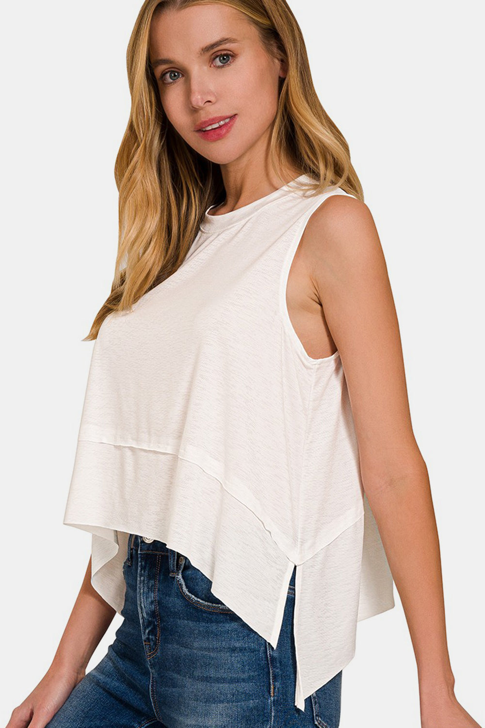 Slit High Sleeveless Tank