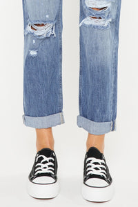 Thumbnail for Kancan Mid Rise Distressed Straight Jeans