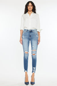 Thumbnail for Kancan High Rise Frayed Ankle Skinny Jeans