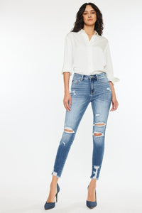 Thumbnail for Kancan High Rise Frayed Ankle Skinny Jeans