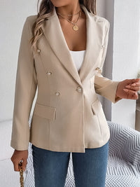 Thumbnail for Decorative Pocket Flap Lapel Collar Long Sleeve Blazer