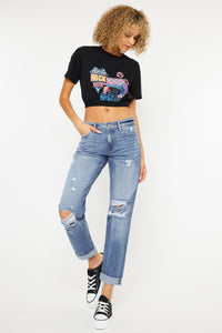 Thumbnail for Kancan Mid Rise Distressed Straight Jeans