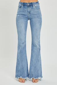 Thumbnail for Risen Full Size High Rise Frayed Hem Flare Jeans