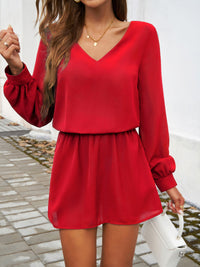 Thumbnail for Devine Cutout V-Neck Long Sleeve Mini Dress