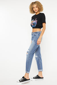 Thumbnail for Kancan Mid Rise Distressed Straight Jeans