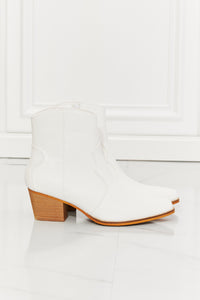 Thumbnail for MMShoes Watertower Town Faux Leather Western Ankle Boots in White