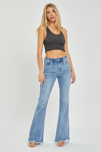 Thumbnail for Risen Full Size High Rise Frayed Hem Flare Jeans