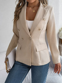 Thumbnail for Decorative Pocket Flap Lapel Collar Long Sleeve Blazer