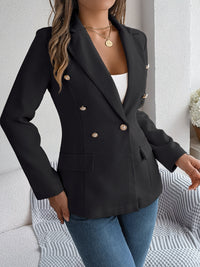 Thumbnail for Decorative Pocket Flap Lapel Collar Long Sleeve Blazer