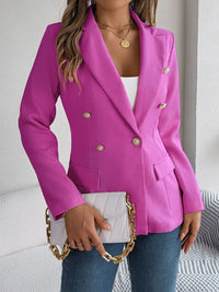 Thumbnail for Decorative Pocket Flap Lapel Collar Long Sleeve Blazer