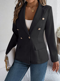 Thumbnail for Decorative Pocket Flap Lapel Collar Long Sleeve Blazer