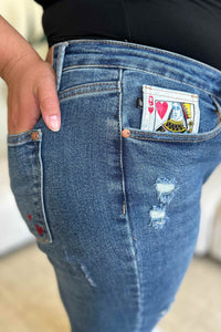 Thumbnail for Judy Blue Full Size Queen Of Hearts Coin Pocket BF Jeans