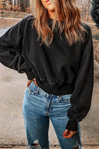 Thumbnail for Double Take Round Neck Open Back Sweatshirt