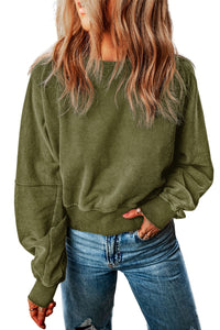 Thumbnail for Double Take Round Neck Open Back Sweatshirt