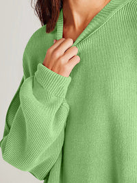 Thumbnail for Double Take Side Slit Round Neck Long Sleeve Sweater