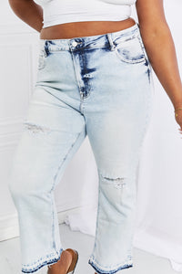 Thumbnail for RISEN Full Size Acid Wash Crop Straight Jeans