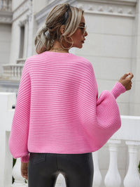 Thumbnail for Horizontal Ribbing Dolman Sleeve Sweater