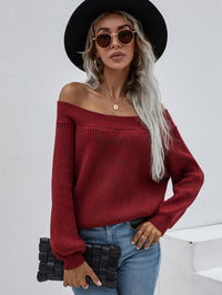 Thumbnail for Off-Shoulder Rib-Knit Sweater