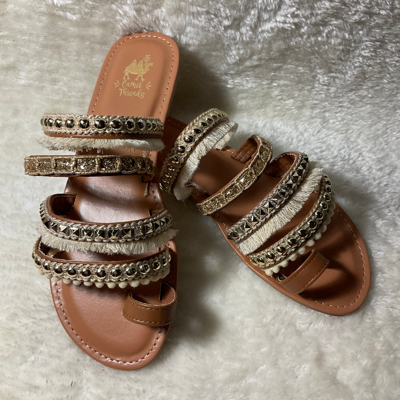 Boho Camel-Champagne Flats