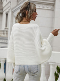 Thumbnail for Horizontal Ribbing Dolman Sleeve Sweater