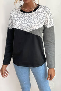 Thumbnail for Leopard Color Block Pullover