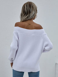 Thumbnail for Off-Shoulder Rib-Knit Sweater