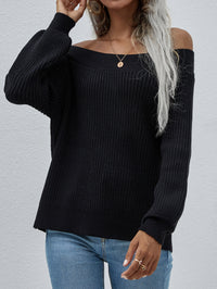 Thumbnail for Off-Shoulder Rib-Knit Sweater