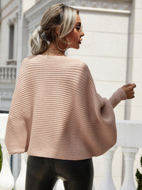 Thumbnail for Horizontal Ribbing Dolman Sleeve Sweater