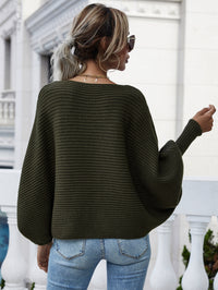 Thumbnail for Horizontal Ribbing Dolman Sleeve Sweater