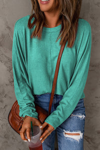 Thumbnail for Seam Detail Round Neck Long Sleeve Top