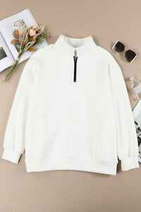 Thumbnail for Quarter Zip Dropped Shoulder Sweatshirt