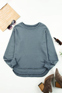 Thumbnail for Side Slit Drop Shoulder Sweatshirt